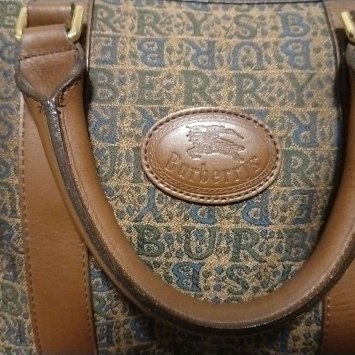 ビンテージバーバリ ブラウンキャンバスハンドバッグ