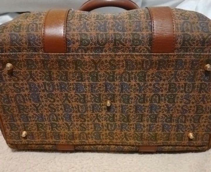 ビンテージバーバリ ブラウンキャンバスハンドバッグ