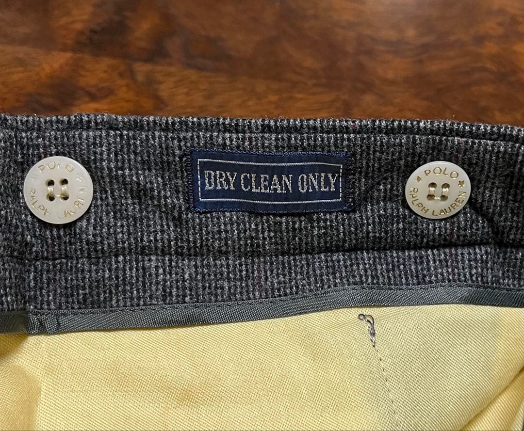 デッドストック 90s USA製 ポロ ラルフローレン ウールスラックス W32