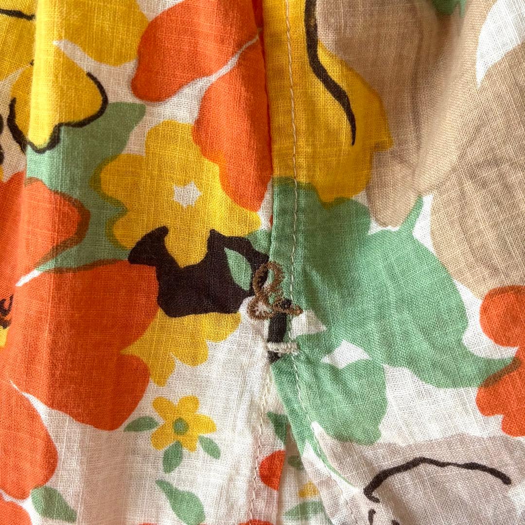 45rpm 長袖ブラウス　チュニック　花柄　マルチカラー　リボン　コットン100