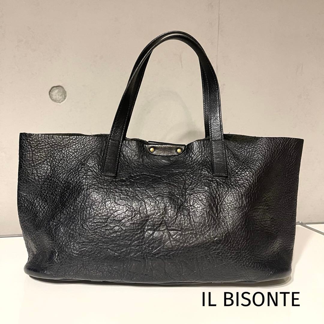 ILBISONTE イルビゾンテ　ハンドバッグ　レザー　ブラック　エンボスロゴ