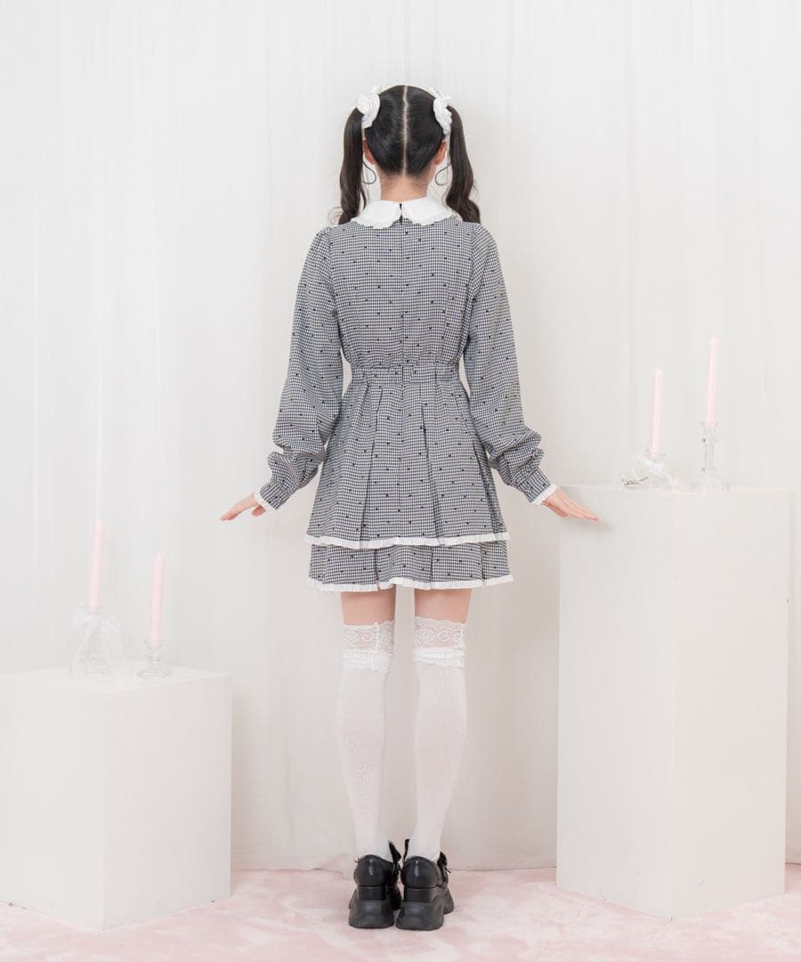 【Honey Cinnamon ハニシナ 】 ベロアリボン配色ヨークワンピース