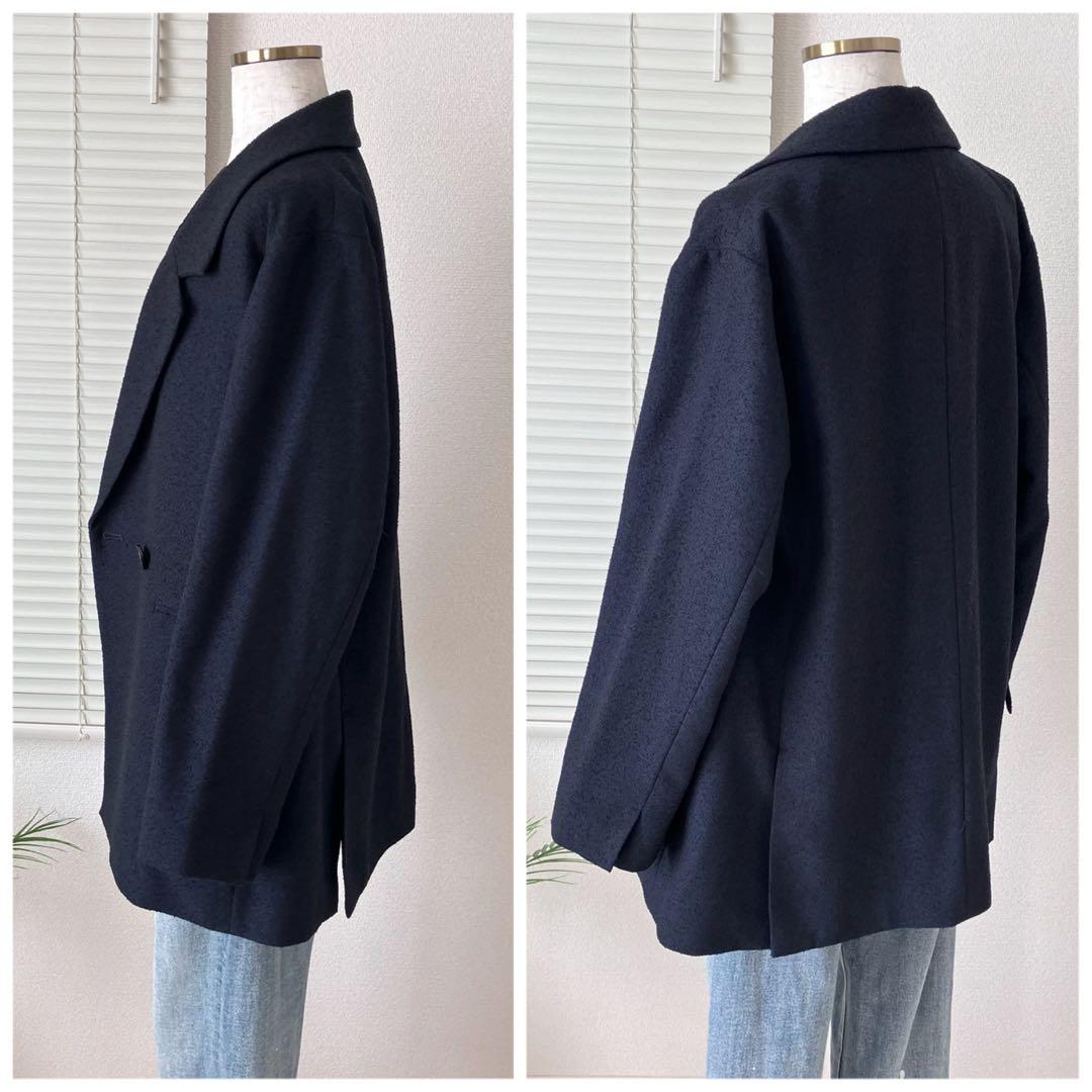 【美品】SLOBE IENA ループツイードダブルジャケット 紺