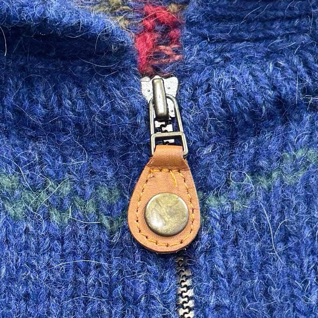 エルエルビーン 鳥柄ハーフジップショールカラーウールニット セーター 90s