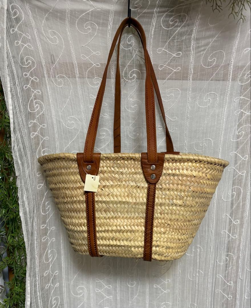 モロッコ製　カゴショルダーバッグ