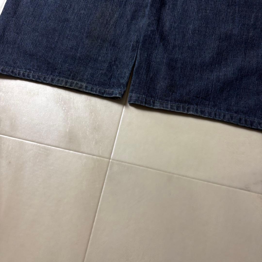 ENYCE 刺繍デザイン 極太 スーパーワイド デニム バギーパンツ 濃紺 B系