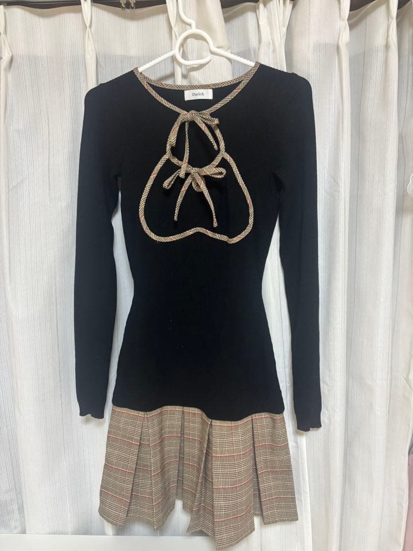 Darich（ダーリッチ） ポイントチェックニットミニワンピース