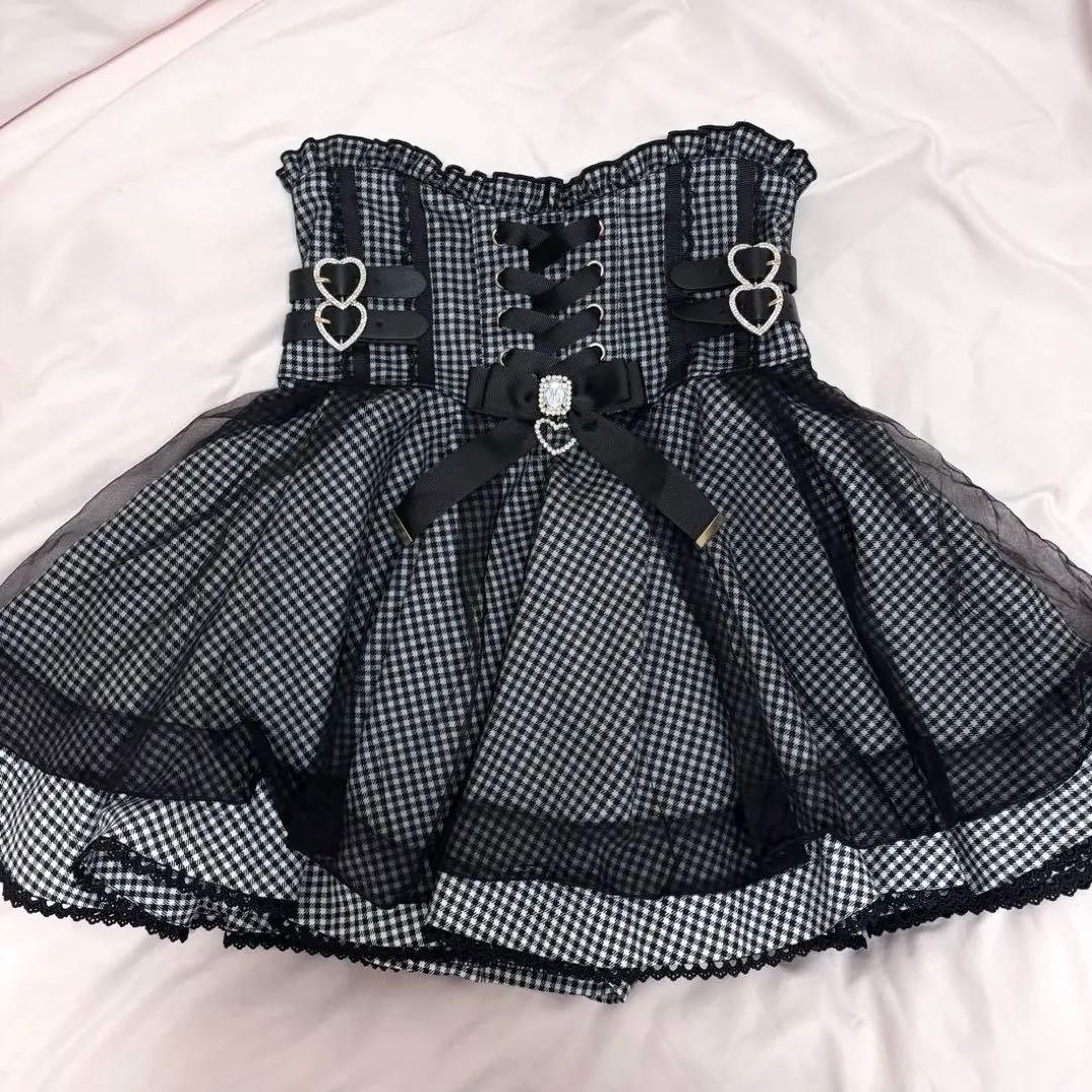 LIZLISA ‪‪❤︎‬ レースアップコルセットライクスカパン グレー