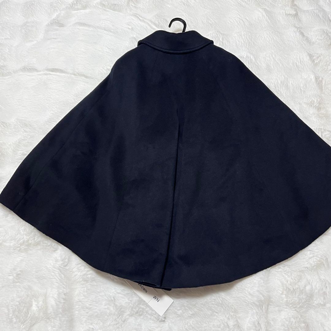 【新品 タグ LILY BROWN ミドルケープコート ダークネイビー ウール