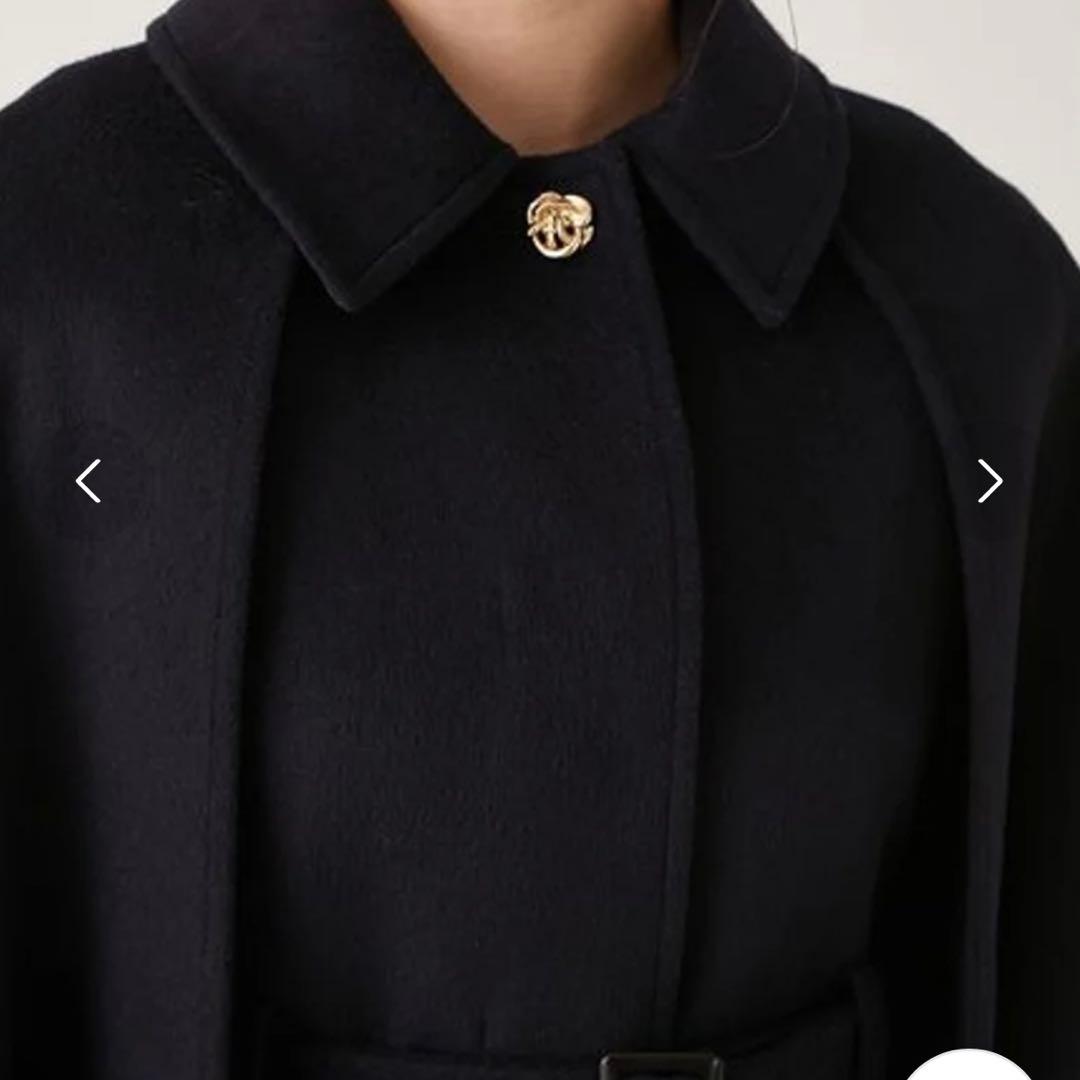 【新品 タグ LILY BROWN ミドルケープコート ダークネイビー ウール