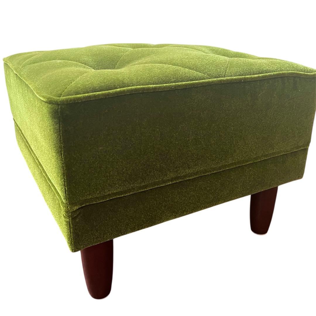 美品 カリモク60 X36206 QD モケットグリーン オットマン