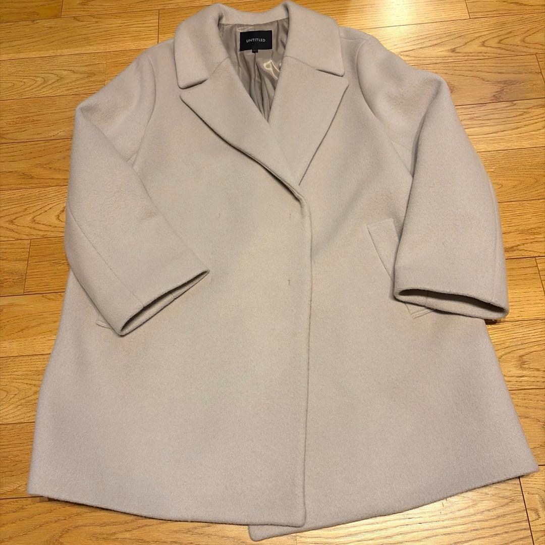 美品　大きいサイズ　アンタイトル　グレージュコート サイズ44 3L相当ワールド
