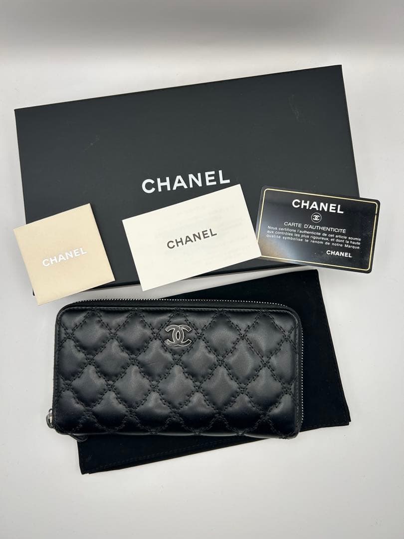 [美品]CHANEL ブラック マトラッセ 長財布　ギャラ有　正規品