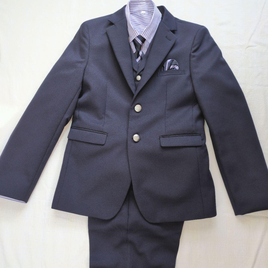 WANDER FACTORY 男の子 フォーマルスーツ 6点 ネイビーストライプ