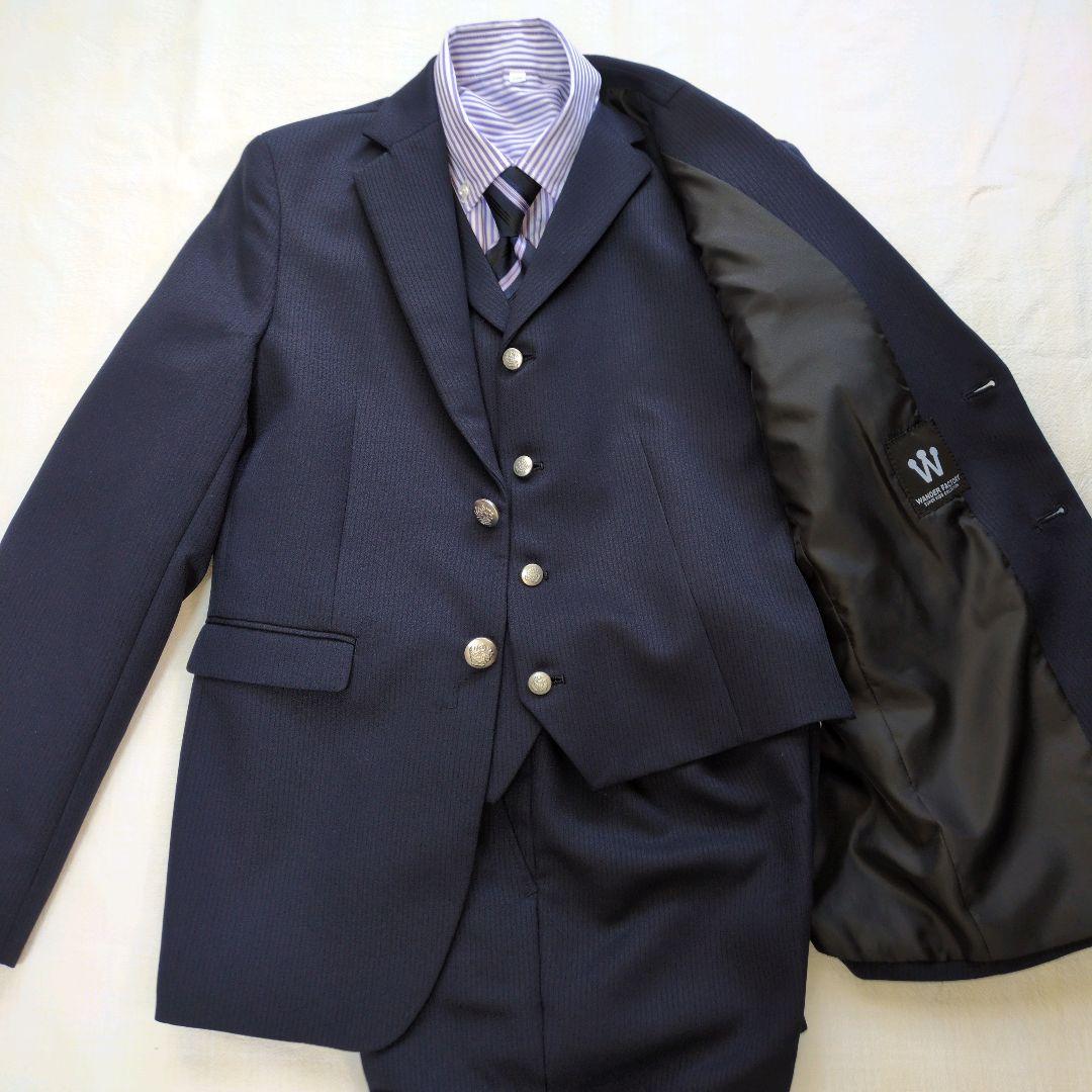 WANDER FACTORY 男の子 フォーマルスーツ 6点 ネイビーストライプ