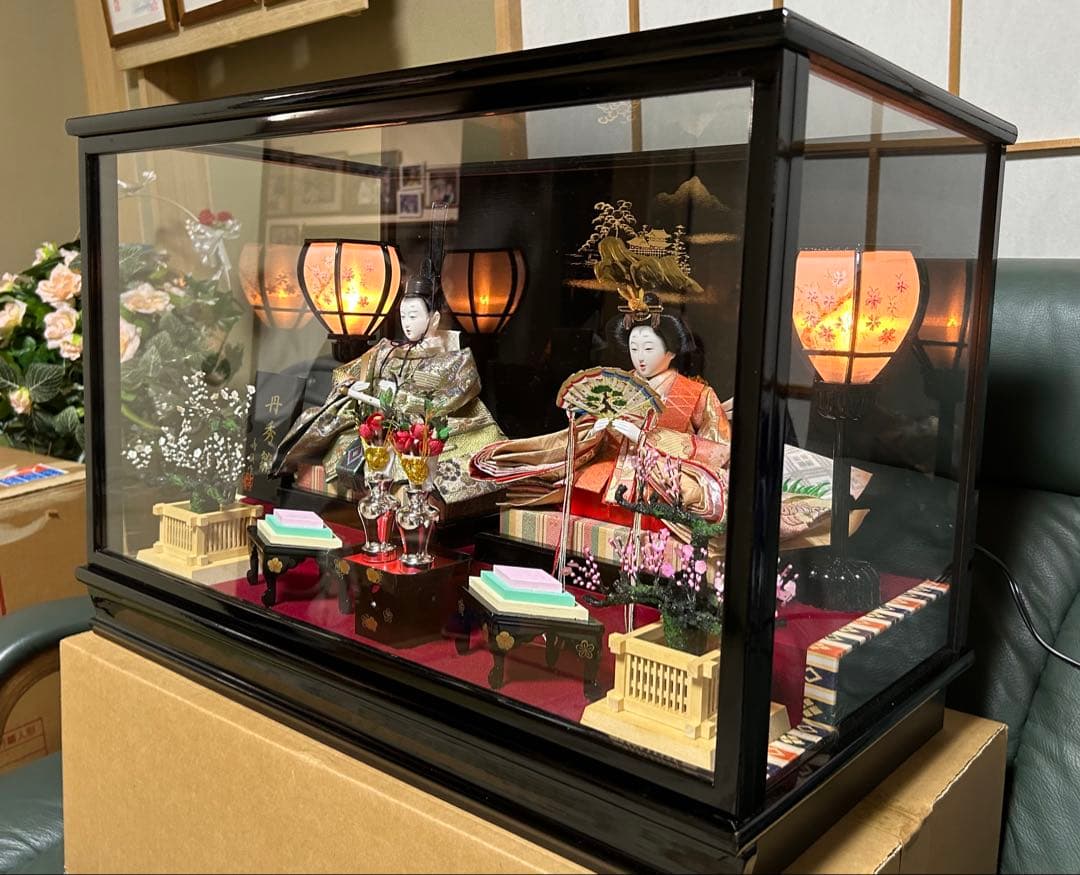 【美品】極上特選三月雛人形　親王飾り　壽誠作　『丹秀雛』　ガラスケース入り