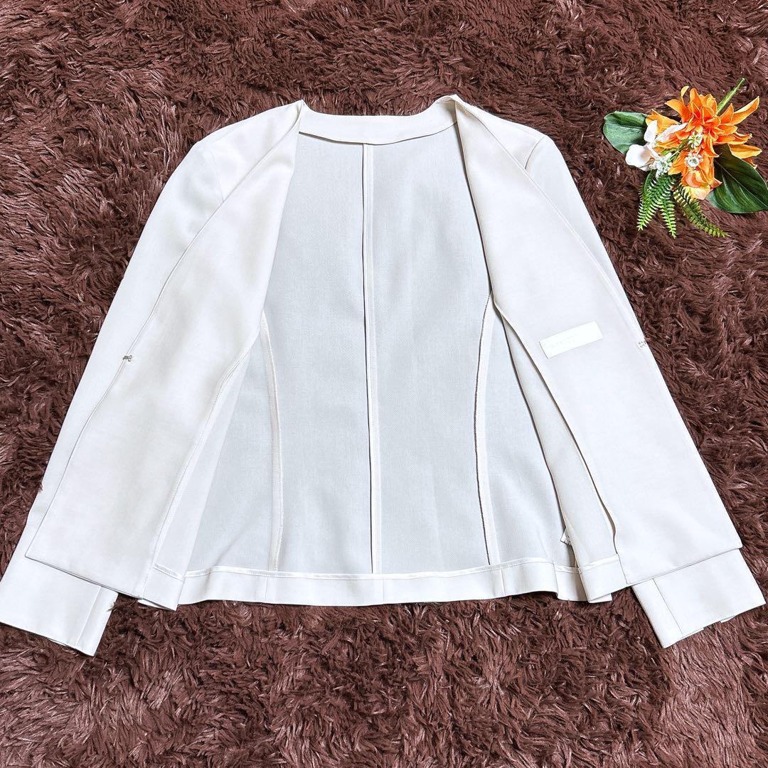 極美品✨ノーリーズソフィー　ノーカラースーツセットアップ　スカート　アイボリー