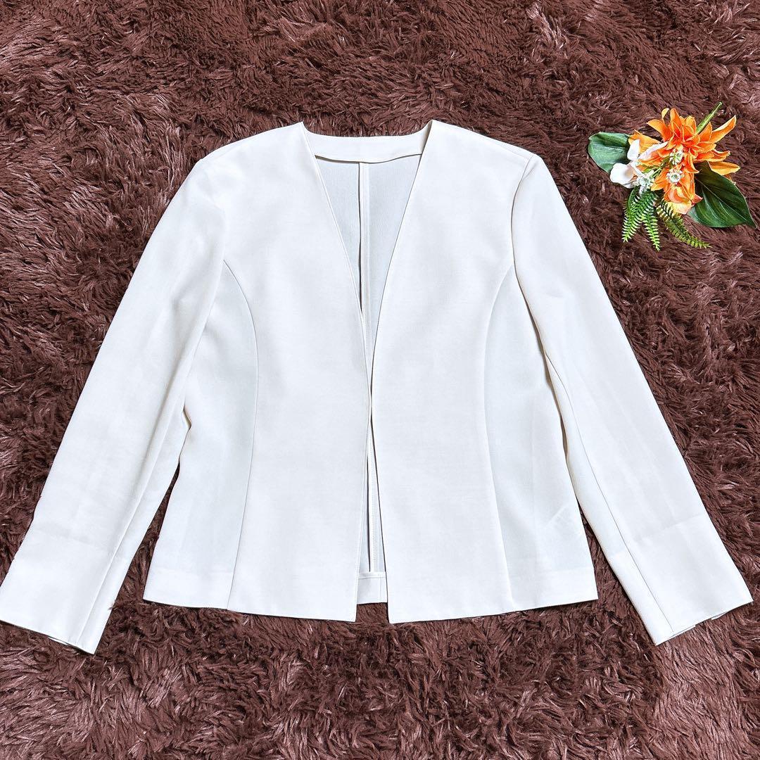 極美品✨ノーリーズソフィー　ノーカラースーツセットアップ　スカート　アイボリー