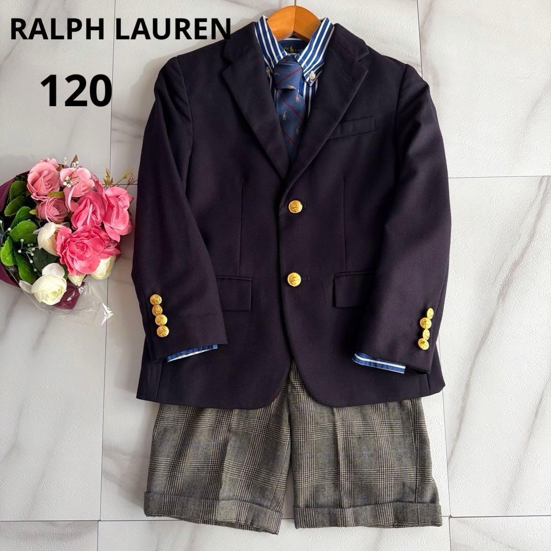 高級 ラルフローレン4点セット フォーマル 120 スーツ ブレ ネイビー