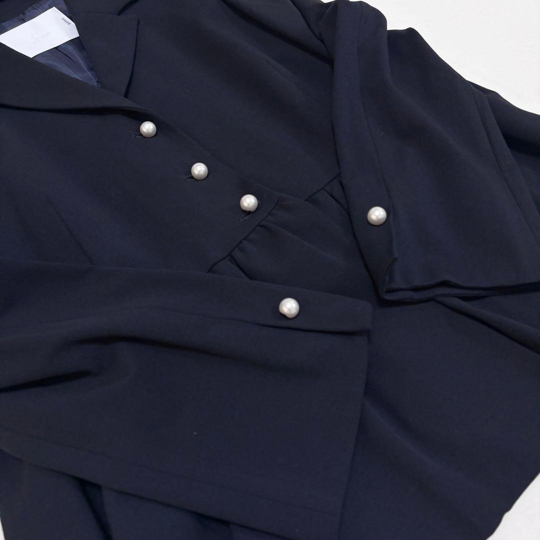 【sono】モイスティレディ ジャケット ペプラム パール フォーマル ネイビー