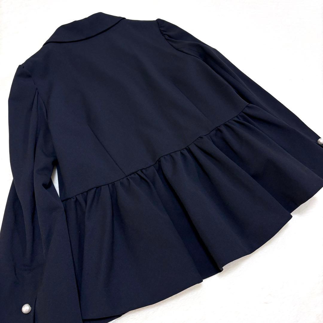 【sono】モイスティレディ ジャケット ペプラム パール フォーマル ネイビー
