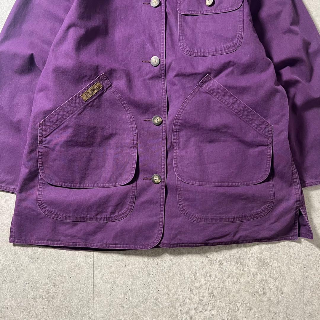 L.L.Bean ハンティングジャケット レザー襟 パープル 古着