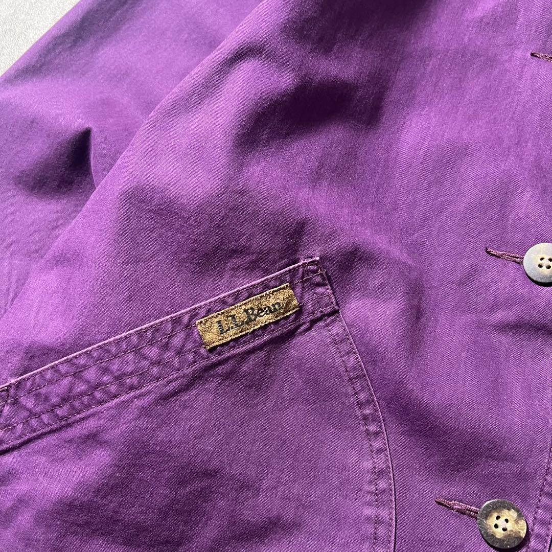 L.L.Bean ハンティングジャケット レザー襟 パープル 古着