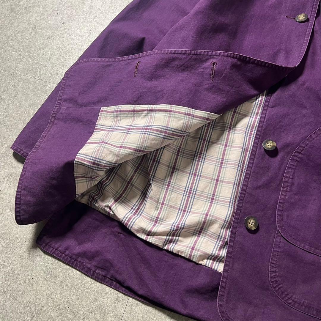 L.L.Bean ハンティングジャケット レザー襟 パープル 古着