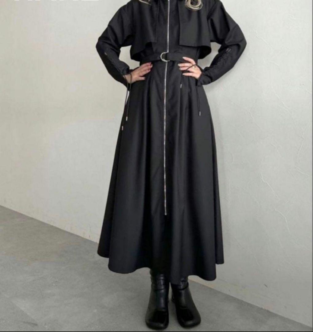 a*n様 HARE ハレ レースアップスリーブ ジップアップワンピース ベルト付