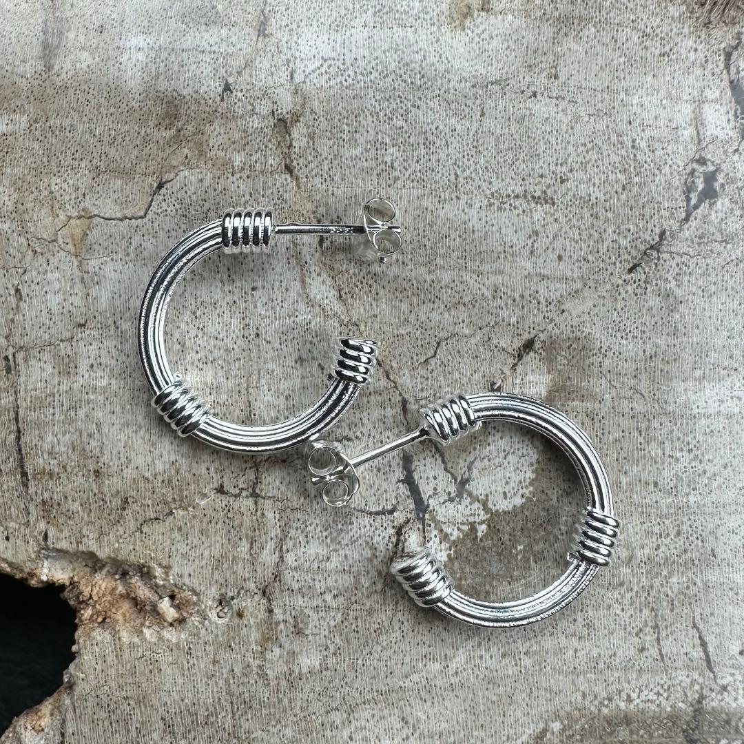 シルバー925 silver パイプモチーフフープピアス/軽研磨仕上げ