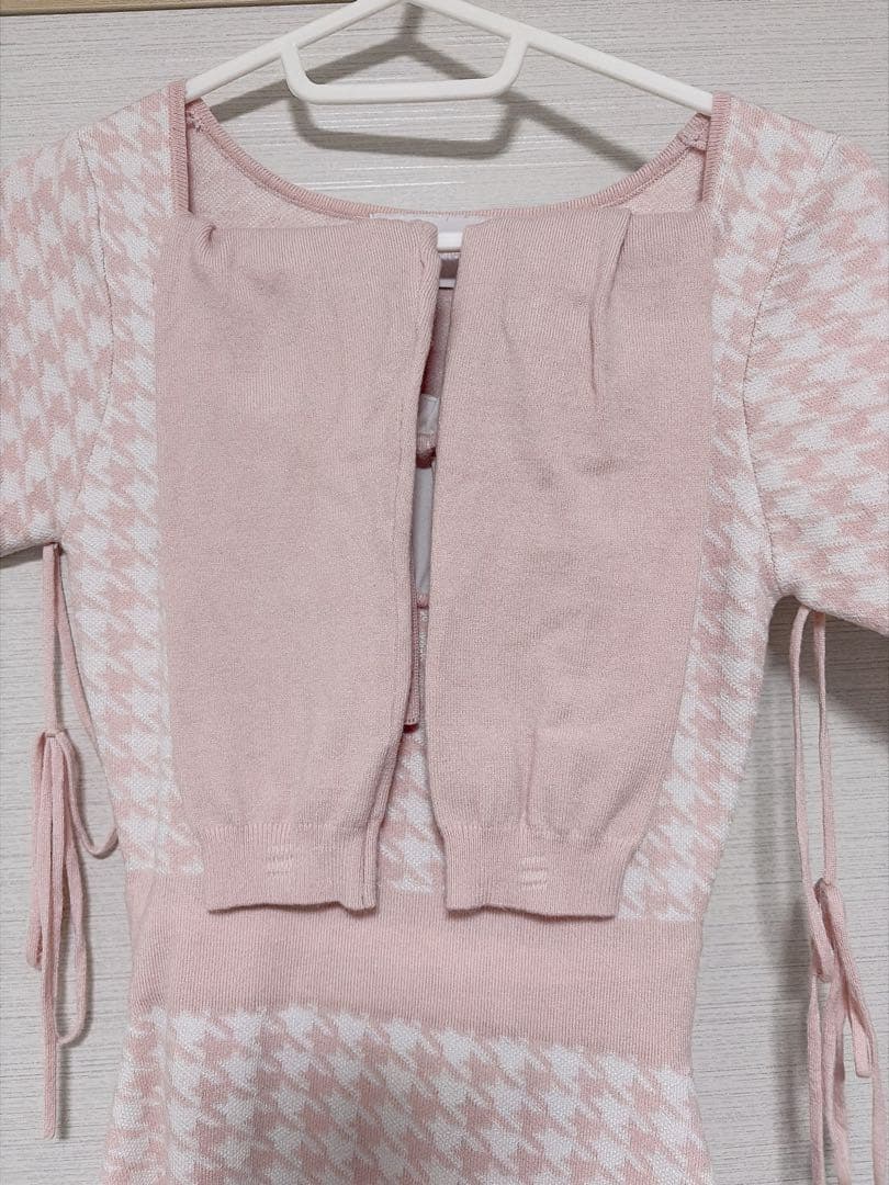 HONEY MEW ハニーミュウ アームカバー付きバックリボン千鳥ワンピース