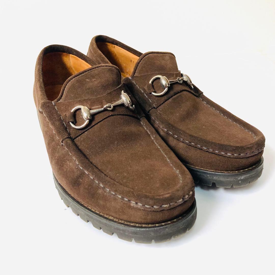 グッチ ホースビット スウェード モカシン シューズ 7E