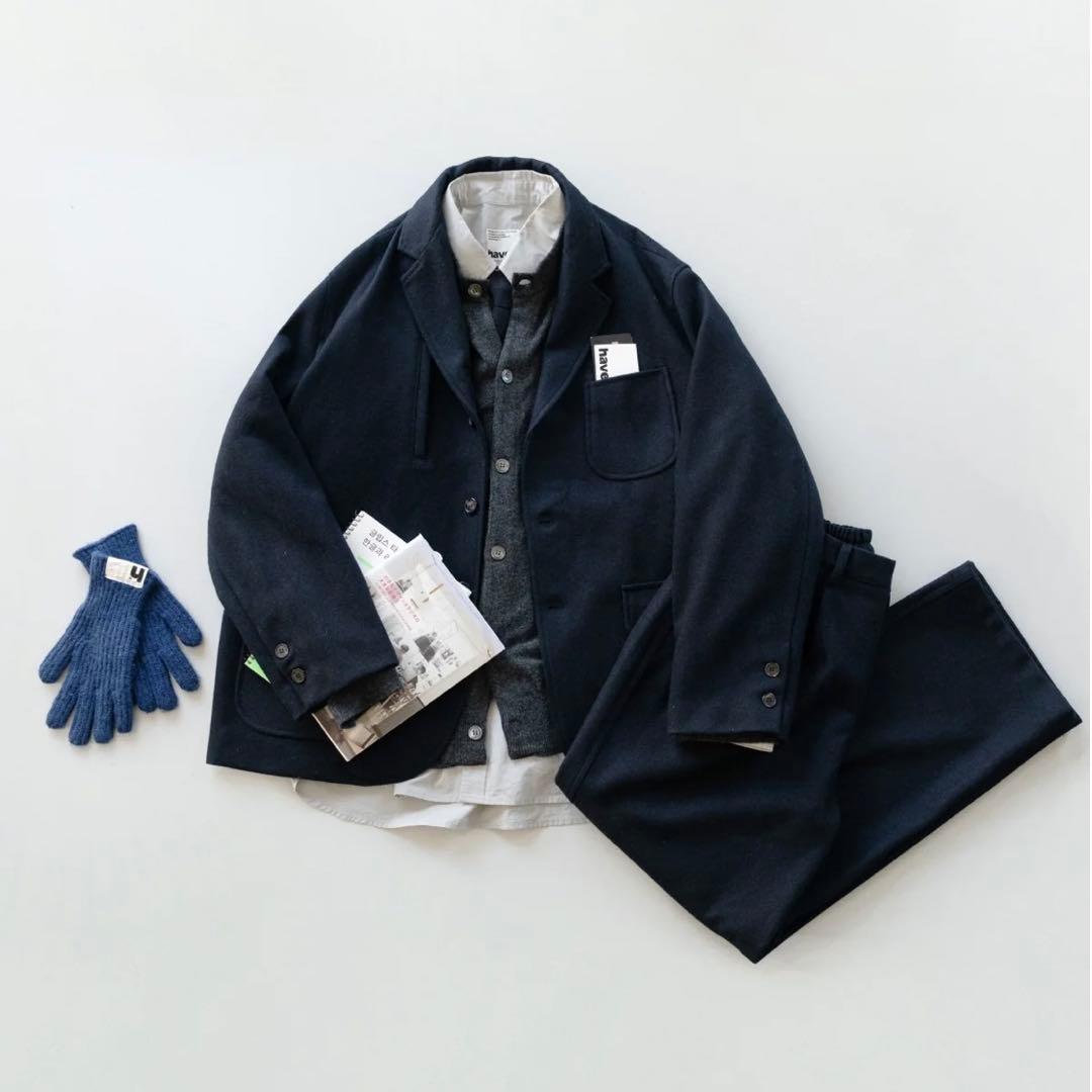 【新品】havehad / City Wool セットアップ ネイビー