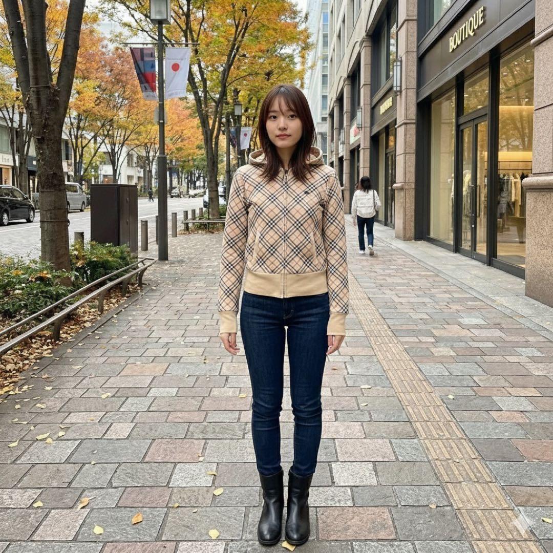 ✨バーバリーブルーレーベル ノバチェック フルジップパーカー フーディー y2k