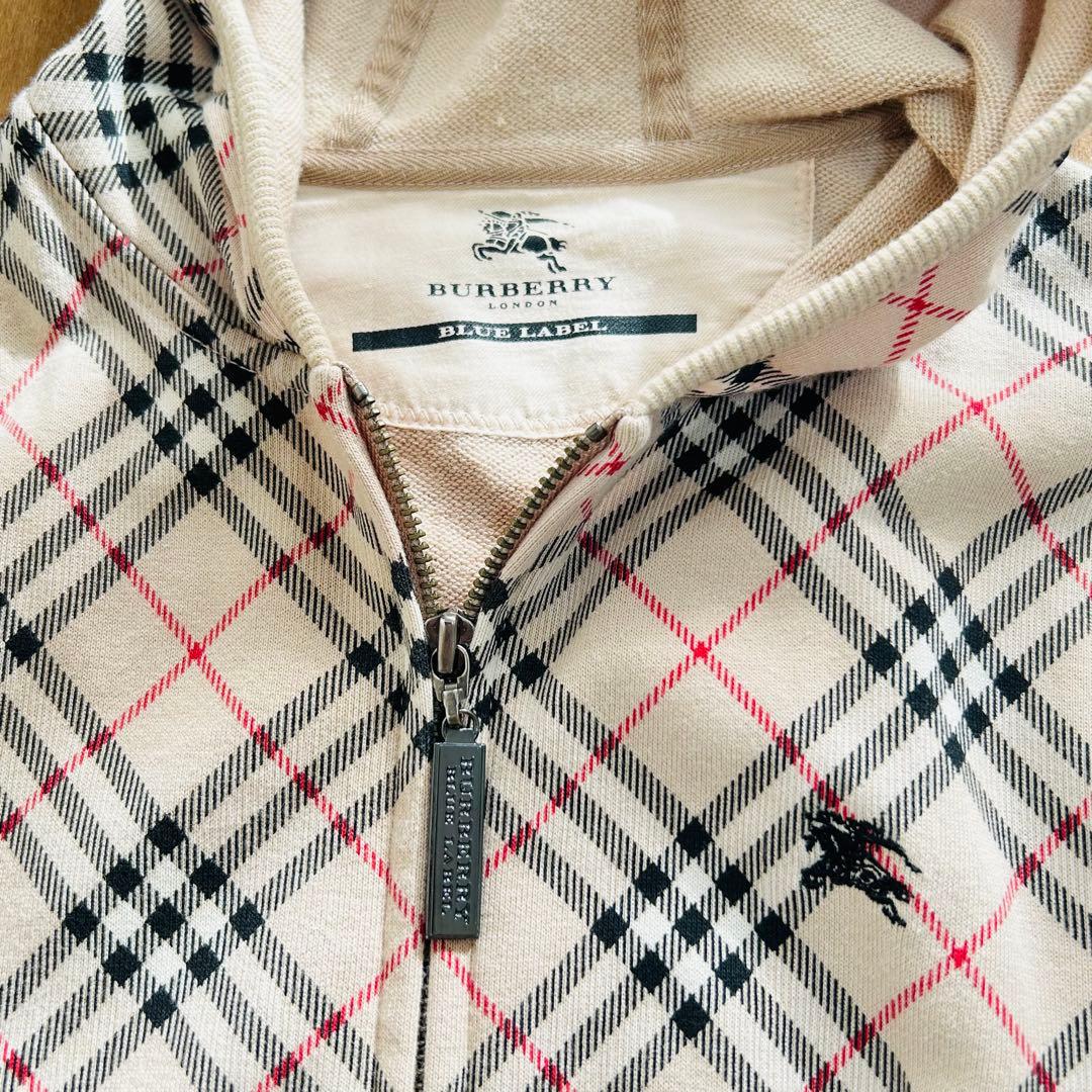 ✨バーバリーブルーレーベル ノバチェック フルジップパーカー フーディー y2k