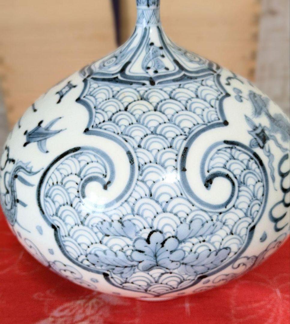 有田焼❁中仙窯❁中尾龍純作❁染付鳳凰❁壺❁未使用❁高級❁希少