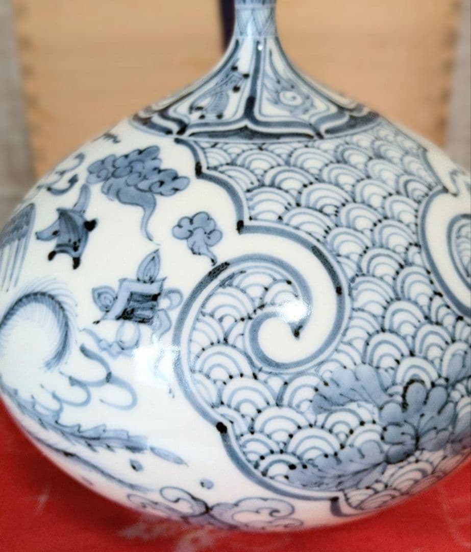 有田焼❁中仙窯❁中尾龍純作❁染付鳳凰❁壺❁未使用❁高級❁希少