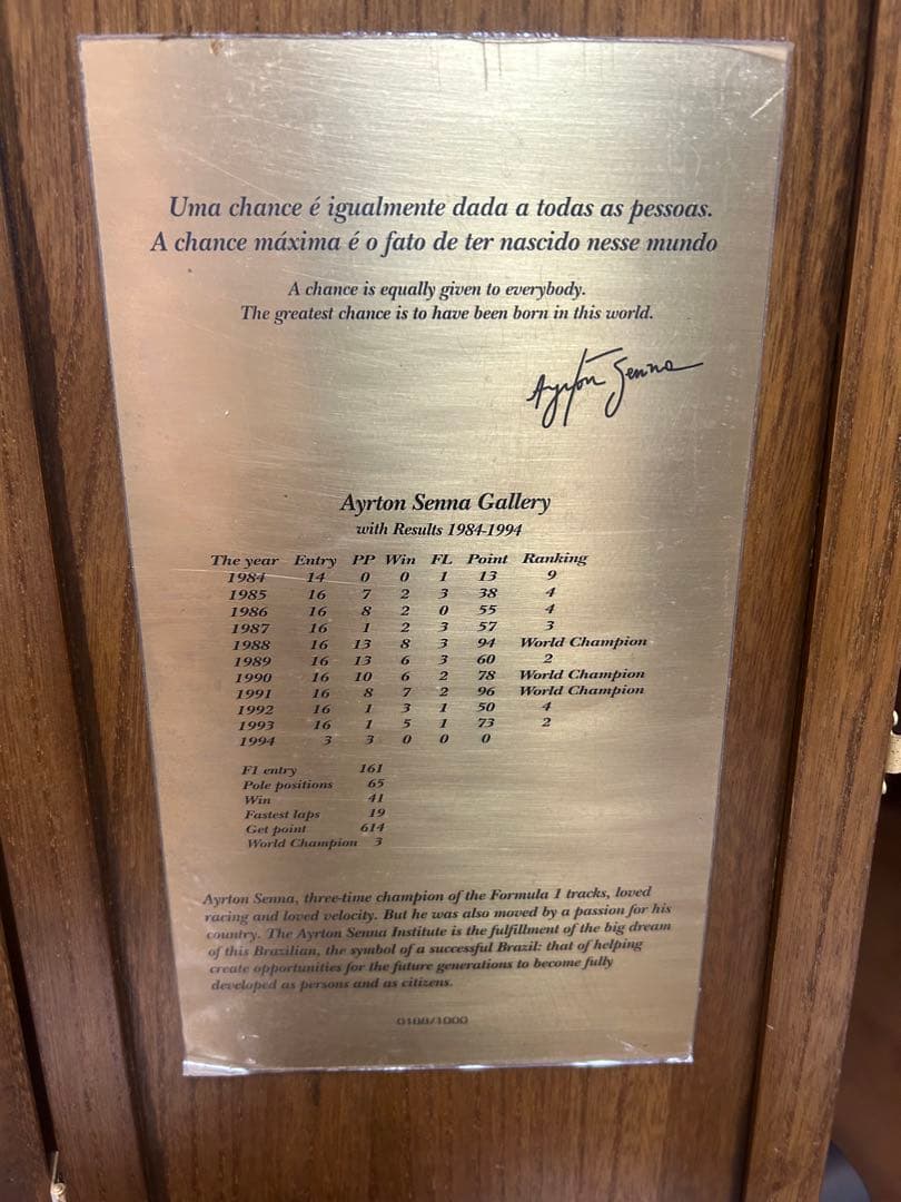 アイルトンセナ　ブロンズ像0188/1000 送料込