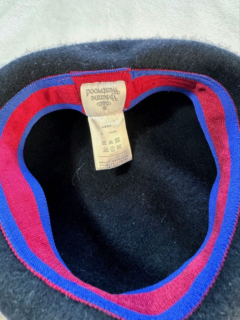 Vivienne Westwood ベレー帽 黒 フェルト 帽子 オーブ 刺繍