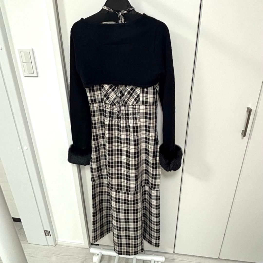 【新品未使用✨michellMacaron】ボレロチェックロングワンピース