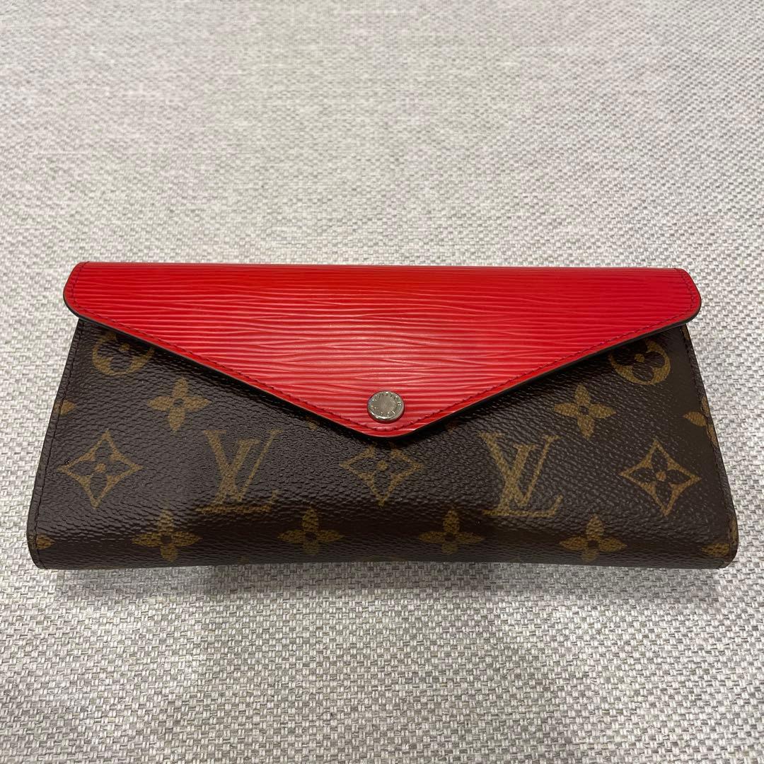 超美品Louis Vuitton 長財布 レッド20㌢×10㌢