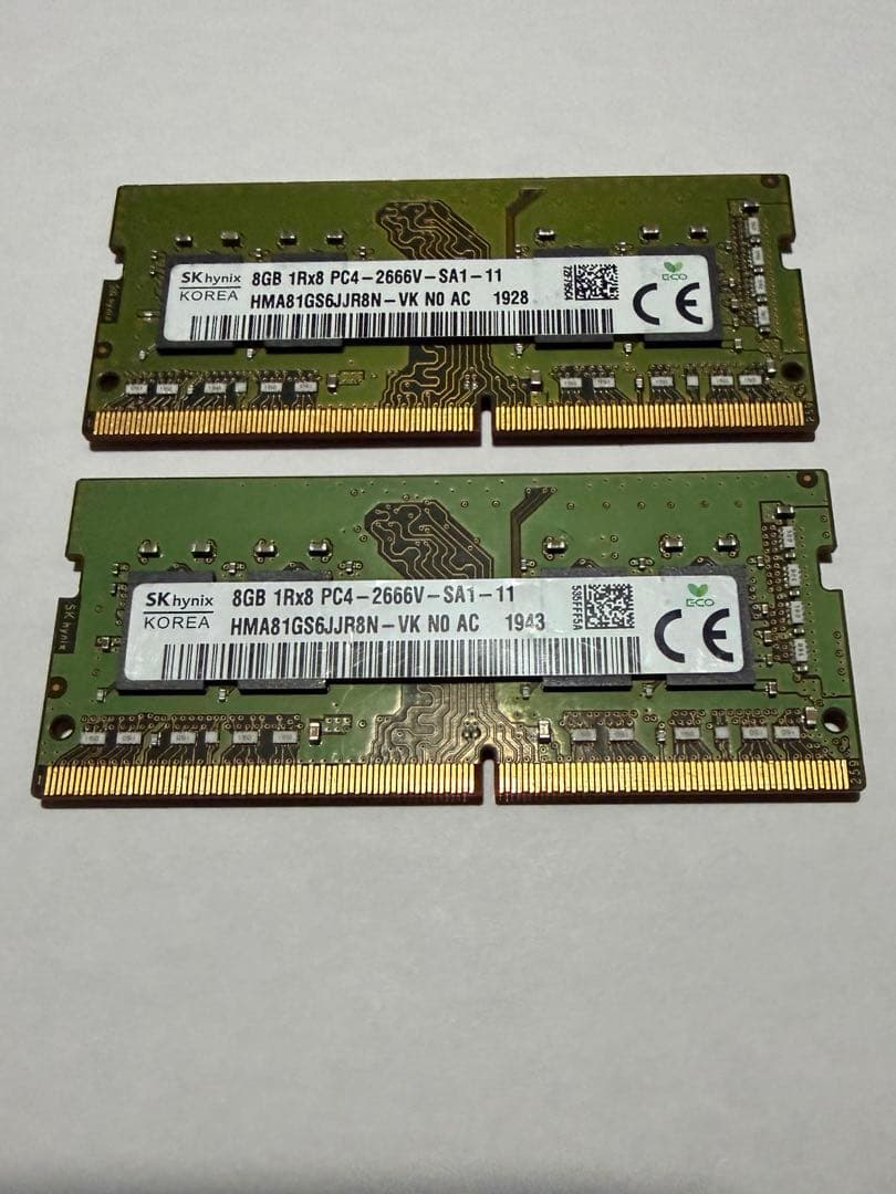 メモリ　PC4-2666V 8GB x 2 合計16GB