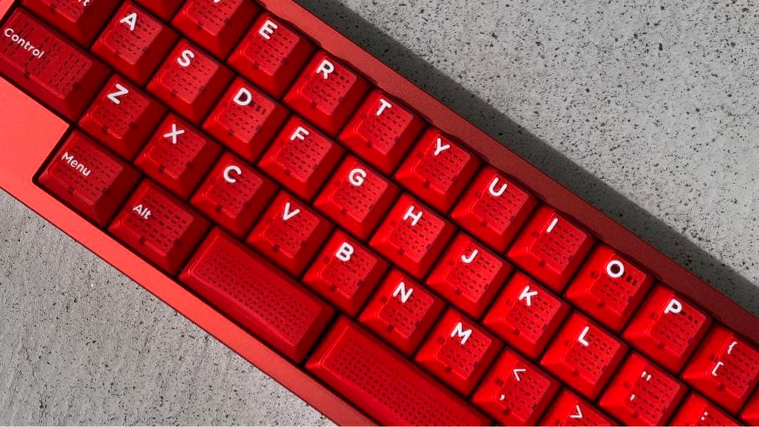 自作キーボード　delta50% レッド