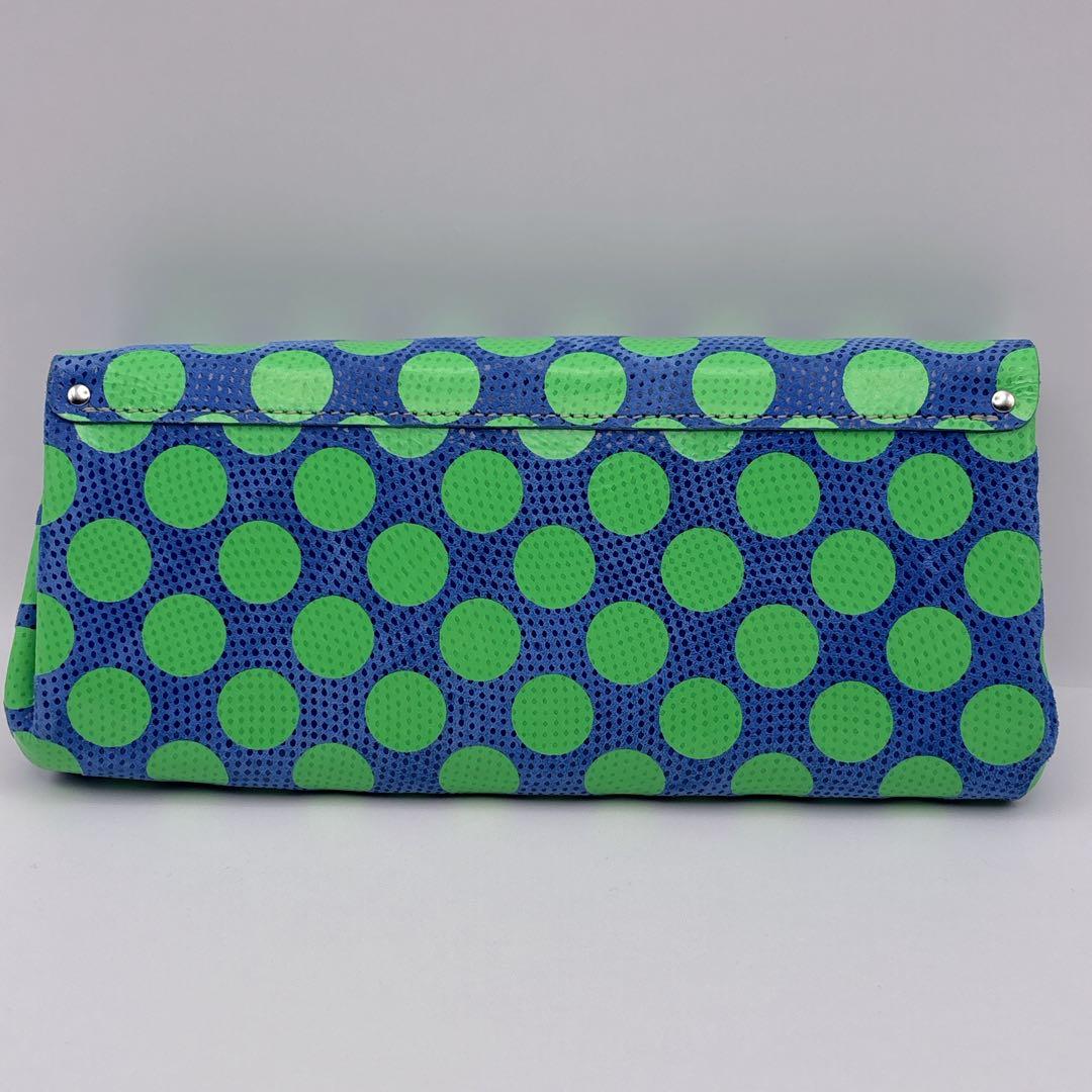 極美品 carmine カーマイン ロングウォレット 長財布 本革 ネオンドット