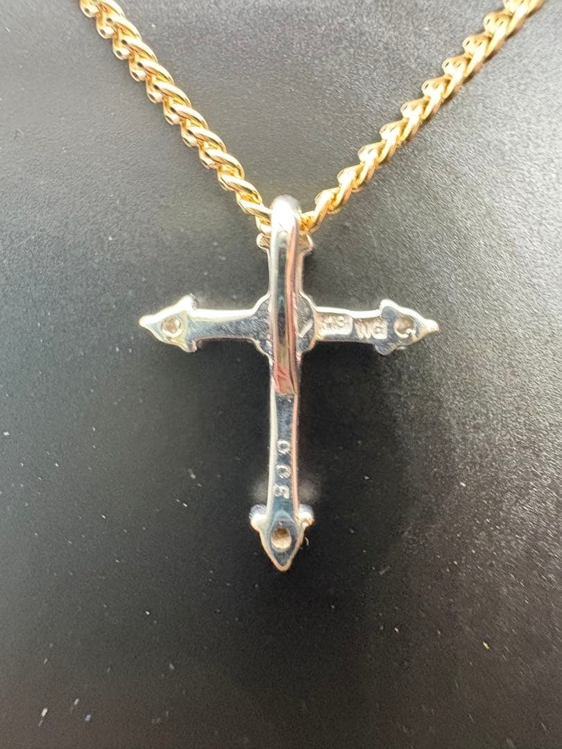 k18wg 0.05ct 刻印　クロス5pダイヤモンドトップ