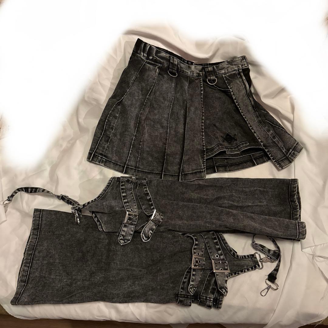 ！説明文必読！レフレム レッグカバー付き レイヤードデニムショートパンツ グレー