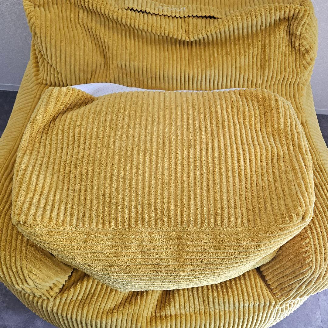 LOOSY 1人掛けビーズソファ ソファ+オットマン mustard色