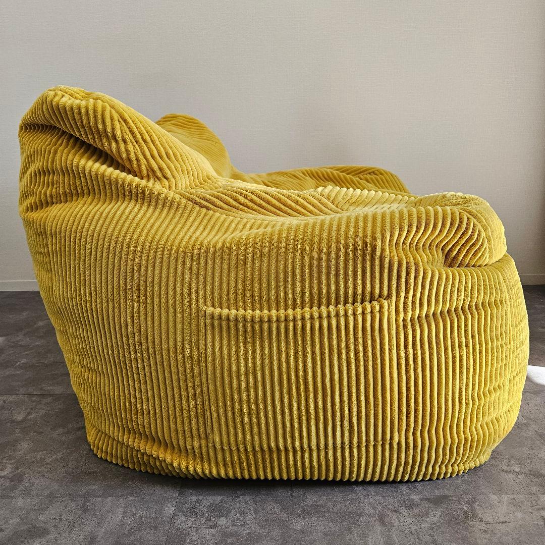 LOOSY 1人掛けビーズソファ ソファ+オットマン mustard色