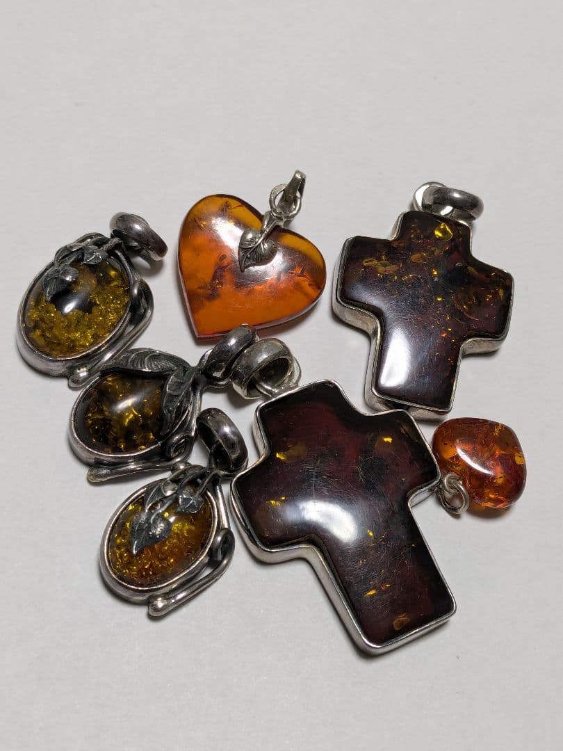 琥珀 ペンダントトップ シルバー 925 チャーム