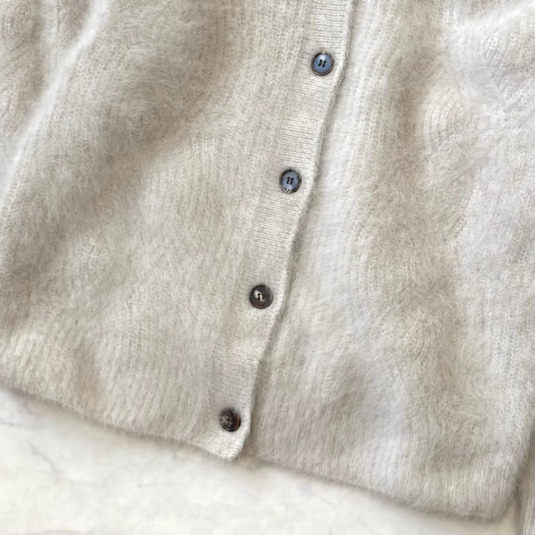 美品♪バトナー フォックス100% カーディガン ヘアリー ベージュ tv0